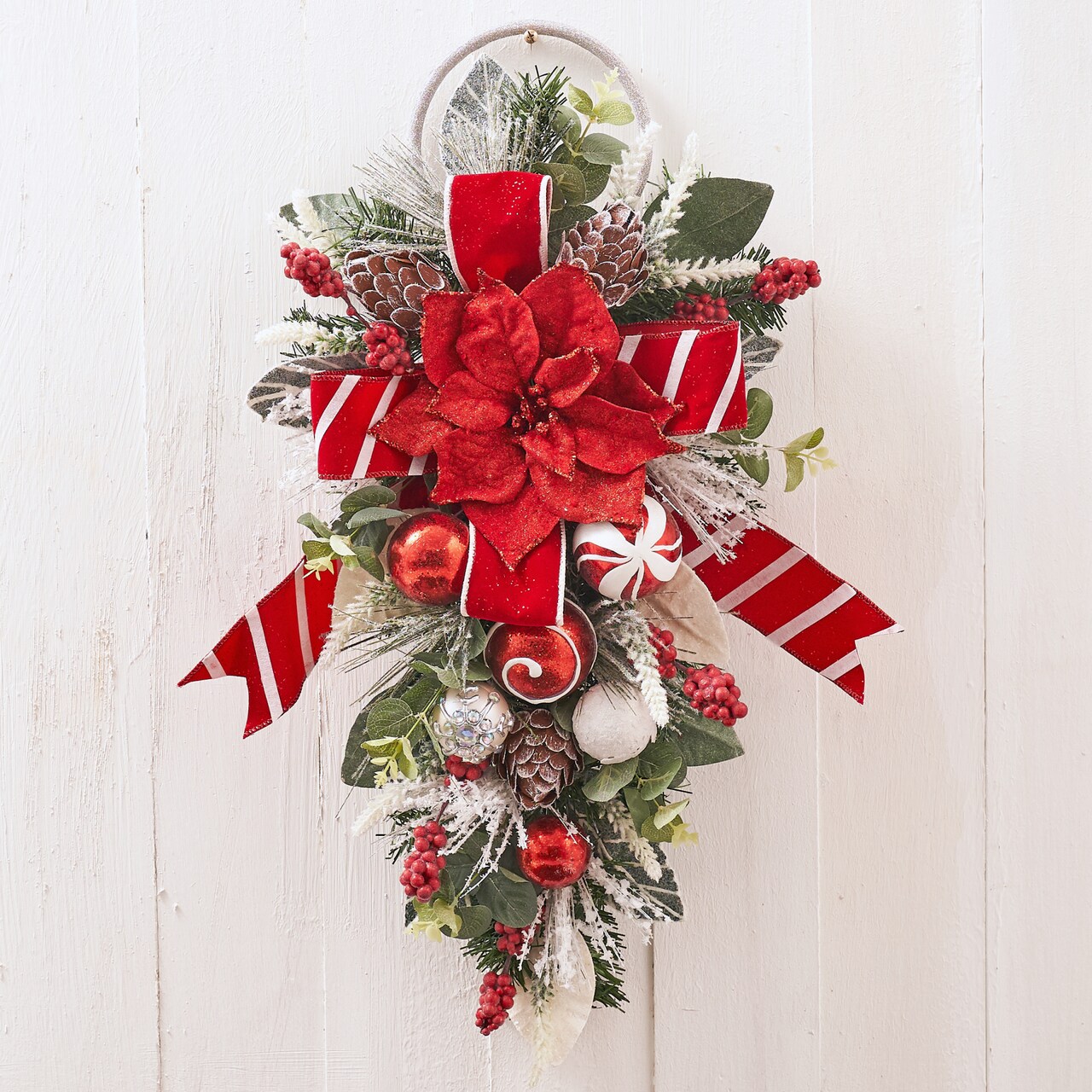 Christmas Poinsettia Swag - Handcrafted Christmas Decorations - Holiday Tree